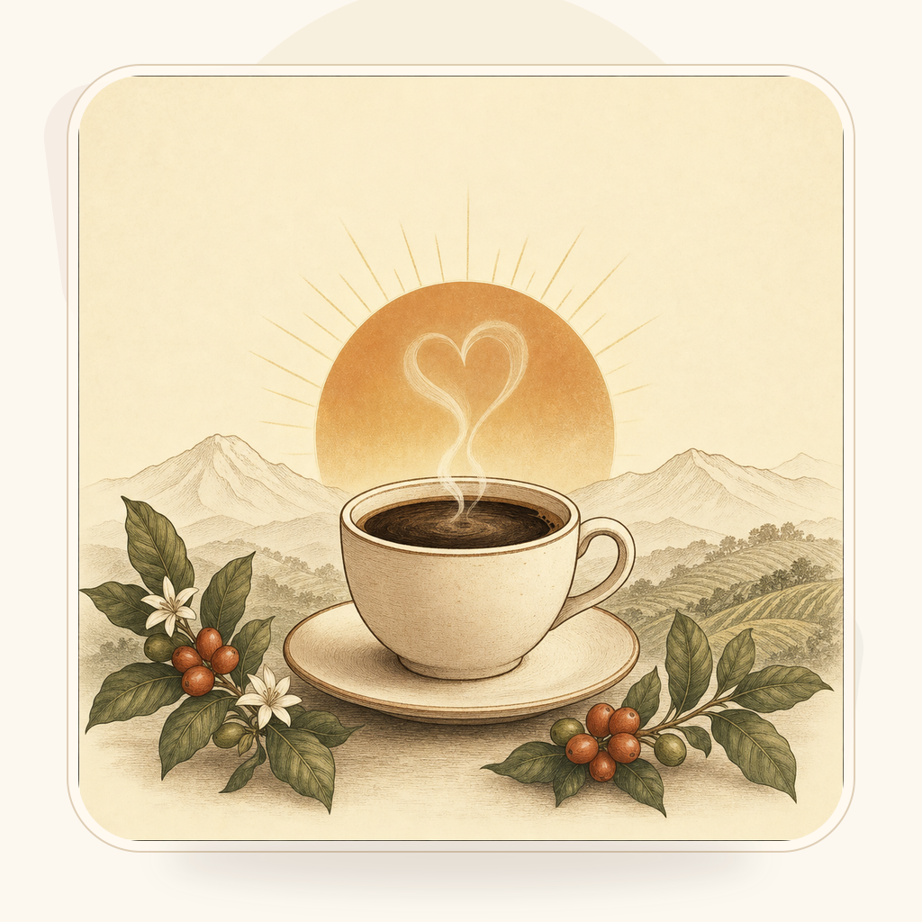 Warm coffee cup illustration representing direct mission support in an editorial card